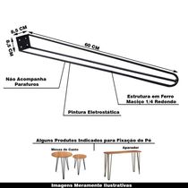 Kit 12 Pés de Metal 60 CM Hairpin Legs Mesa de Canto Aparador Preto G41