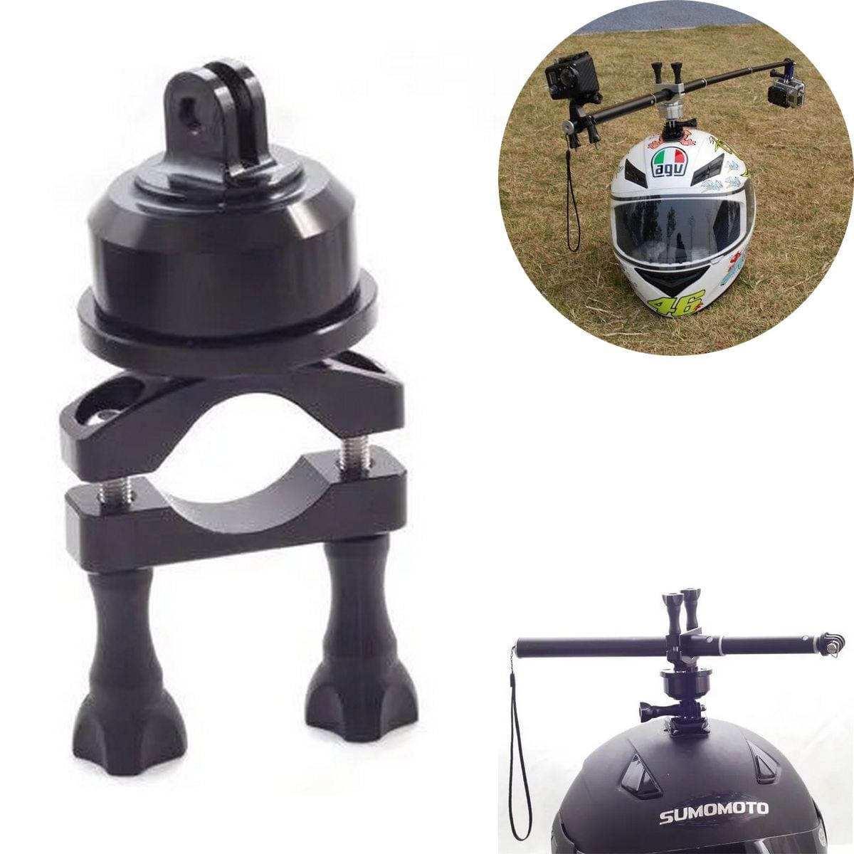 Suporte Giratório Helmet 360 Graus Bastão Capacete Gopro