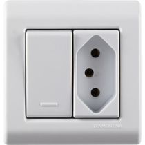 Caixa de Sobrepor com 1 Interruptor Simples 10 A 250 V e 1 Tomada 2P+T 10 A 250 V Tramontina LizFlex Branca