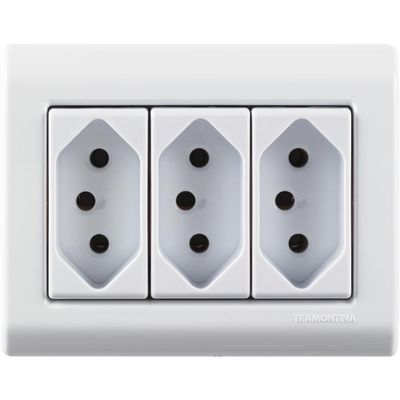 Caixa Sobrepor 3 Tomadas 2P+T 10 A 250 V Tramontina LizFlex
