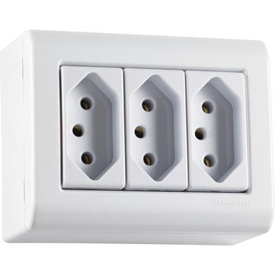 Caixa Sobrepor 3 Tomadas 2P+T 10 A 250 V Tramontina LizFlex
