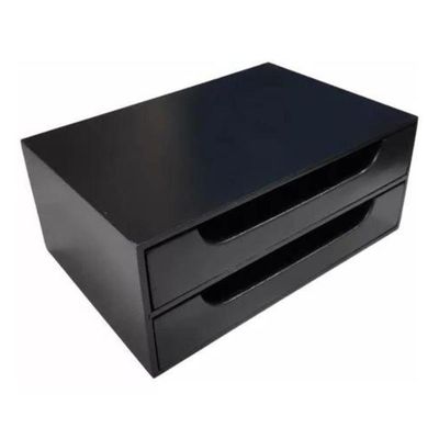 Suporte Monitor Em Madeira Com 2 Gavetas Ergonomia E Organização Cor Preto