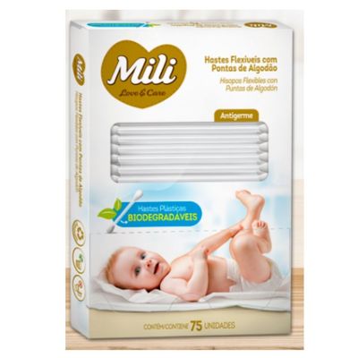 Cotonete Hastes Flexiveis 5 caixas c/ 75 unid. Biodegradável