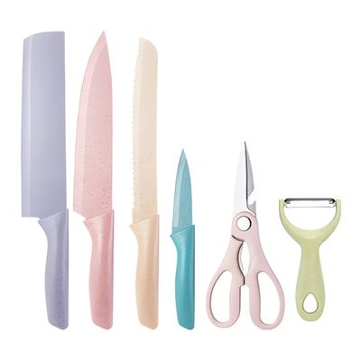 Kit Multiuso de Facas Premium - 6 Peças em Aço Inox com Descascador e Tesoura
