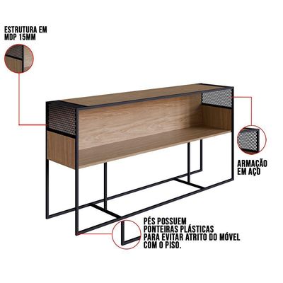 Aparador Com Nicho New Vermont E Preto 160 Cm - D'rossi