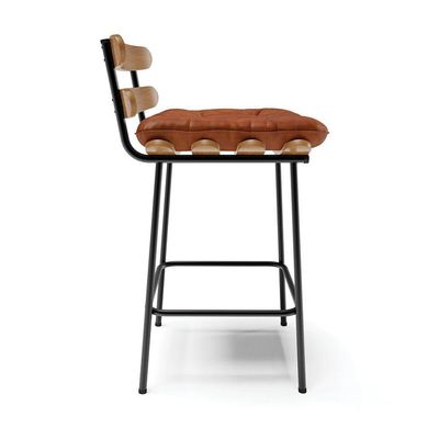 Banqueta Costela Corano Base Metálica Preto Cor Nozes