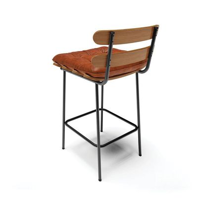Banqueta Costela Corano Base Metálica Preto Cor Nozes