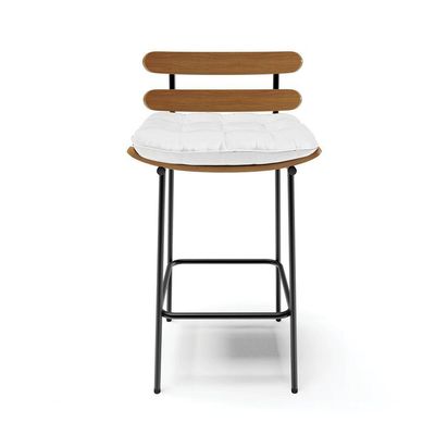 Banqueta Costela Corino Base Metálica Preto Cor Branco