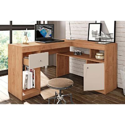 Mesa de Computador Nilo c/ 1 Porta e 1 Gaveta Branco - Caemmun