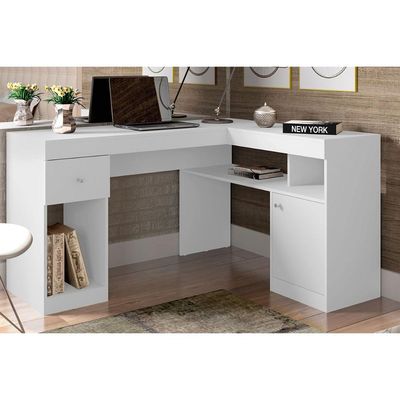 Mesa de Computador Nilo c/ 1 Porta e 1 Gaveta Branco - Caemmun