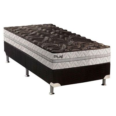 Cama Box Solteiro: Colchão Espuma Paropas D33 Pasquale Plus + Base Crc Suede Black(88X188)