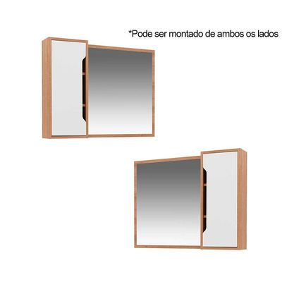 Espelheira de Banheiro BN3645 80x60cm Amêndoa/Branco - Tecno Mobili
