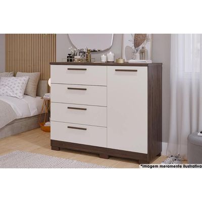 Cômoda Juvenil Malu c/ 1 Porta 4 Gavetas Cinamomo - Panan