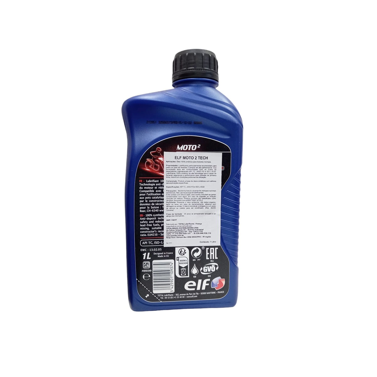 Óleo Sintético Moto 2 Tech - 1l / 2 tempos  Total Energies