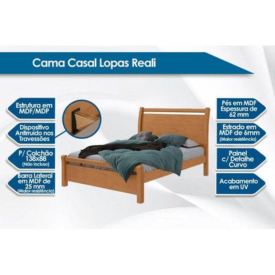 Cama de Casal Reali Rovere/Amêndoa - Lopas
