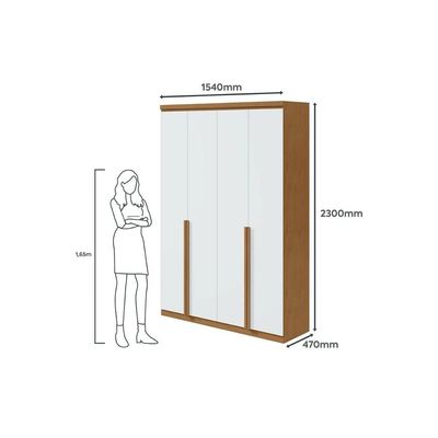 Guarda Roupa 4 Portas  e 2 Gavetas Alonzo Plus Amêndoa/Branco - Lopas