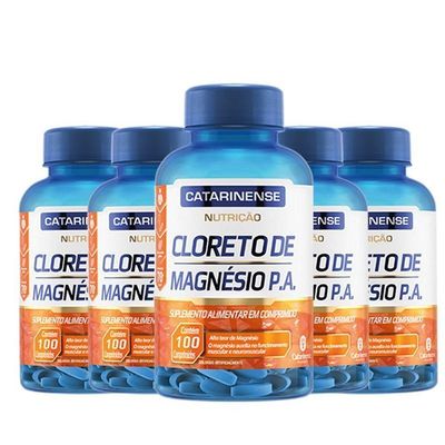 Kit 5 Cloreto De Magnésio P.a. Catarinense 100 Comprimidos