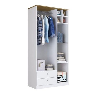 Guarda Roupas Infantil 3 Portas E 2 Gavetas Branco