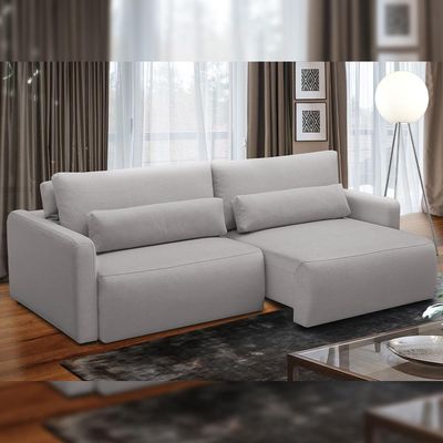 Sofá Retrátil Reclinável Para Sala de Estar Living 270cm Sevilha F04 Veludo Cinza - Lyam Decor