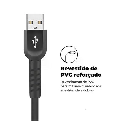 Cabo Dual Shock Lightning / USB A - Preto - 1,2m - no Atacado - Caixa Fechada 10 Unidades - Gshield