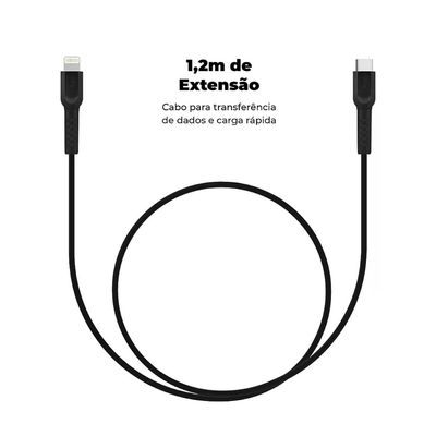 Cabo Dual Shock Lightning / Type C - Preto - 1,2m - no Atacado - Caixa Fechada 10 Unidades - Gshield