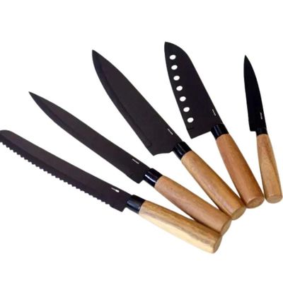 Faca Chefe Inox Cor Grafite Cabo Acácia 32cm