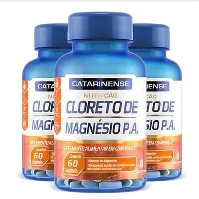Kit 3 Cloreto De Magnésio P.a. Catarinense 60 Cápsulas