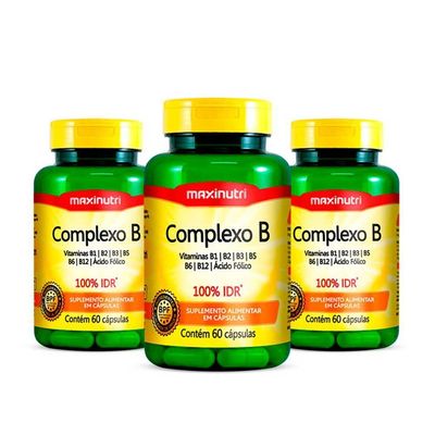 Kit 03 Complexo B Vitaminas100% Idr Maxinutri 60 Capsulas