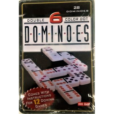 Jogo De Dominós 28 Peças E 9 Cores + Lata - Dominoes