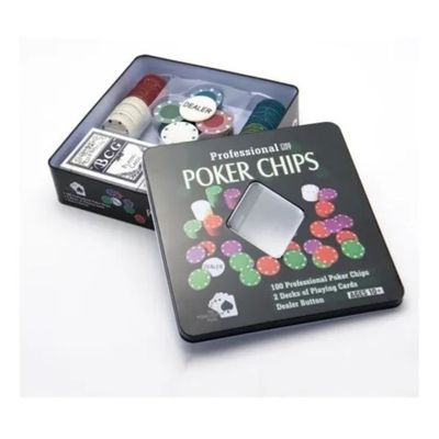 Poker Chips Profissional 100 Fichas Numerada + 2 Baralhos