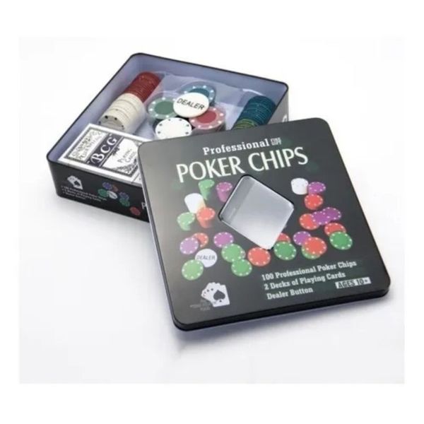 Poker Chips Profissional 100 Fichas Numerada + 2 Baralhos