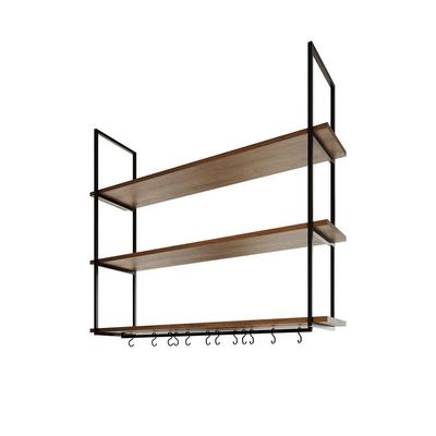 Nicho De Parede Londres 120 Cm Preto E Imbuia Marrom