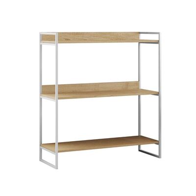 Nicho 3 Prateleiras 95cm Industrial Córdoba Branco E Castanho Marrom