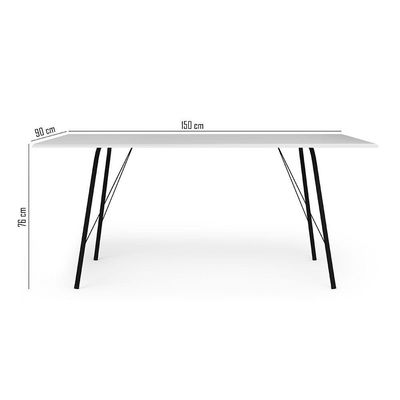 Mesa Sala De Jantar Paraty Preto 150x90cm Tampo Branco Preto