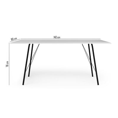 Mesa Sala De Jantar Paraty Preto 140x80cm Tampo Branco