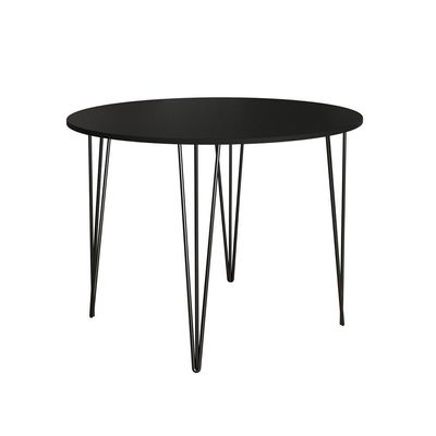 Mesa Jantar Redonda Preta Hairpin 90cm Elen Base Ferro Preto