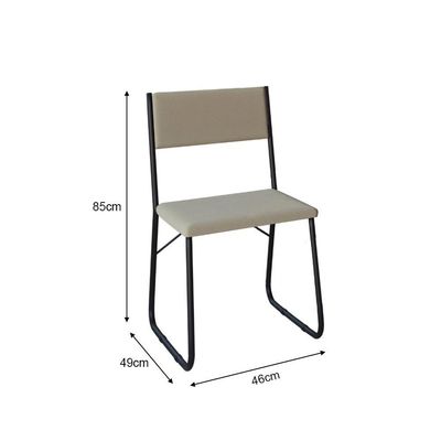 Mesa Jantar Paraty 137cm Tampo Preto Com 4 Cadeiras Angra Estofadas Preta E Bege Preto