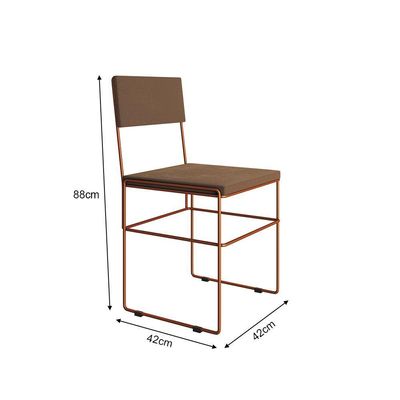 Mesa Jantar Industrial Trama 1,40x0,80m Preta Com 4 Cadeiras Estofadas Vitória Marrom E Cobre Marrom