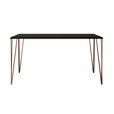 Mesa De Jantar Elen 150x90cm Tampo Preto Com Base Cobre Preto