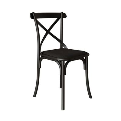 Kit 8 Cadeiras Katrina Assento Corano Preto Aço Preto