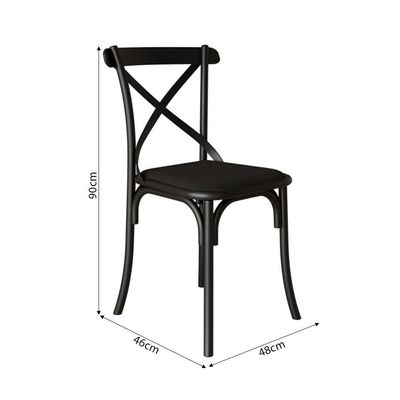 Kit 8 Cadeiras Katrina Assento Corano Preto Aço Preto
