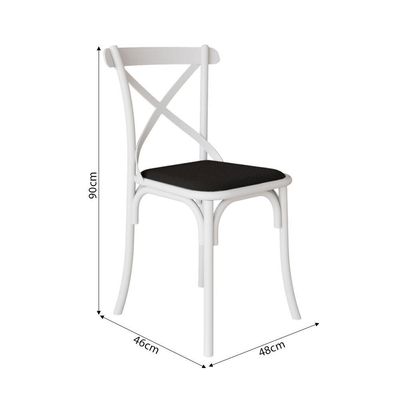 Kit 10 Cadeiras Katrina Assento Corano Preto Aço Branco