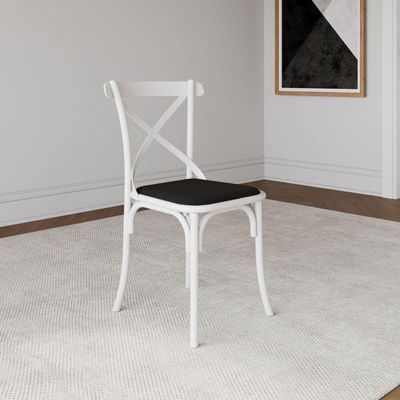 Kit 10 Cadeiras Katrina Assento Corano Preto Aço Branco