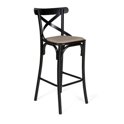 Banqueta Com Encosto Katrina Em Aço Preto