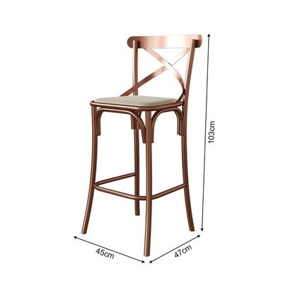 Banqueta Katrina Bar Cozinha Balcão Em Aço Cobre Iron Wood Laranja