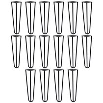 Kit 16 Pés de Metal 30 CM Hairpin Legs Mesa de Canto Rack e Puffs Preto G41