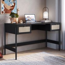 Mesa Escrivaninha Home Office 2 Gavetas Pés Madeira Moss A03 Nero Preto - Lyam Decor