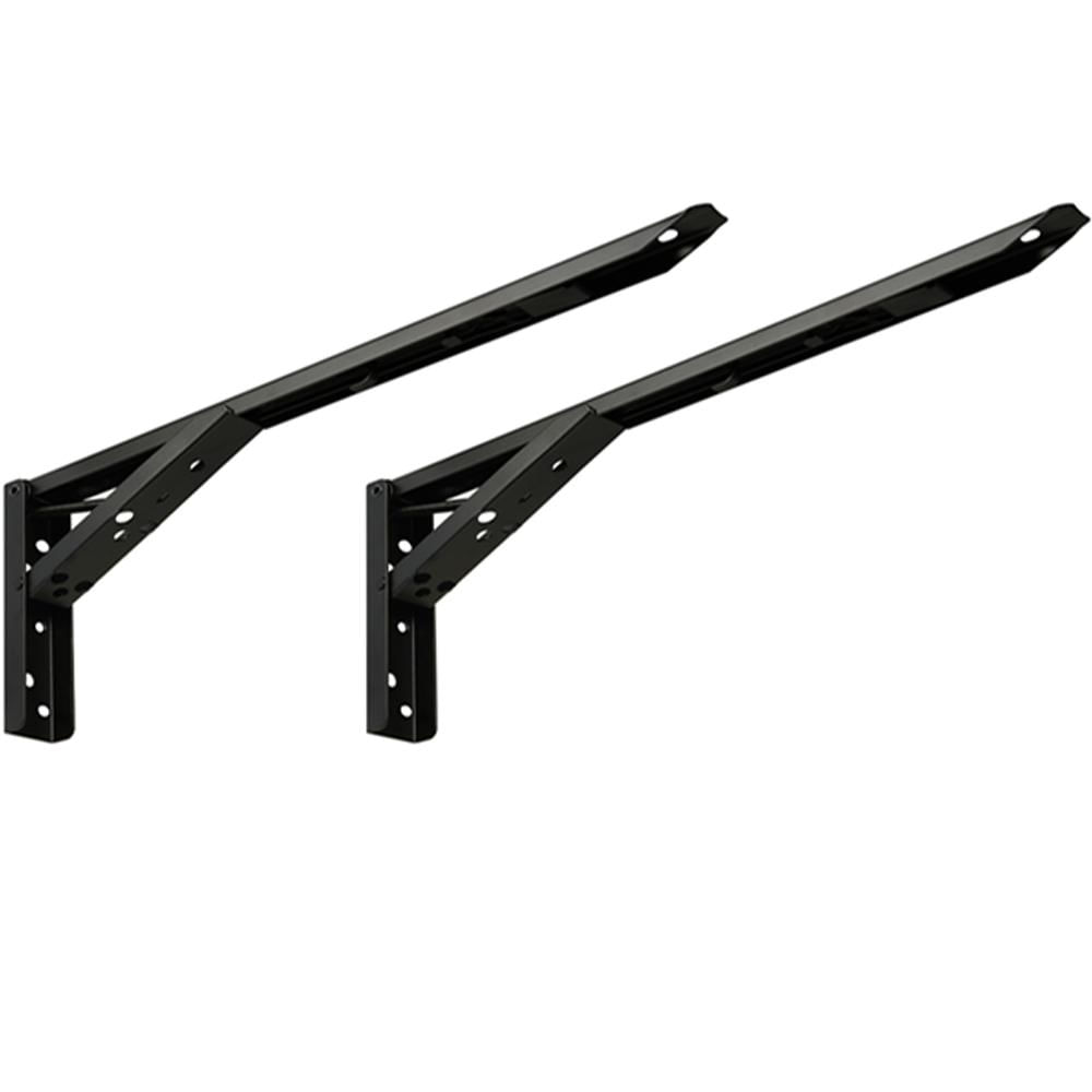 Kit 02 Pares Suporte Para Mesa Dobrável Retrátil 30 cm H02 Mão Francesa Preto - Lyam