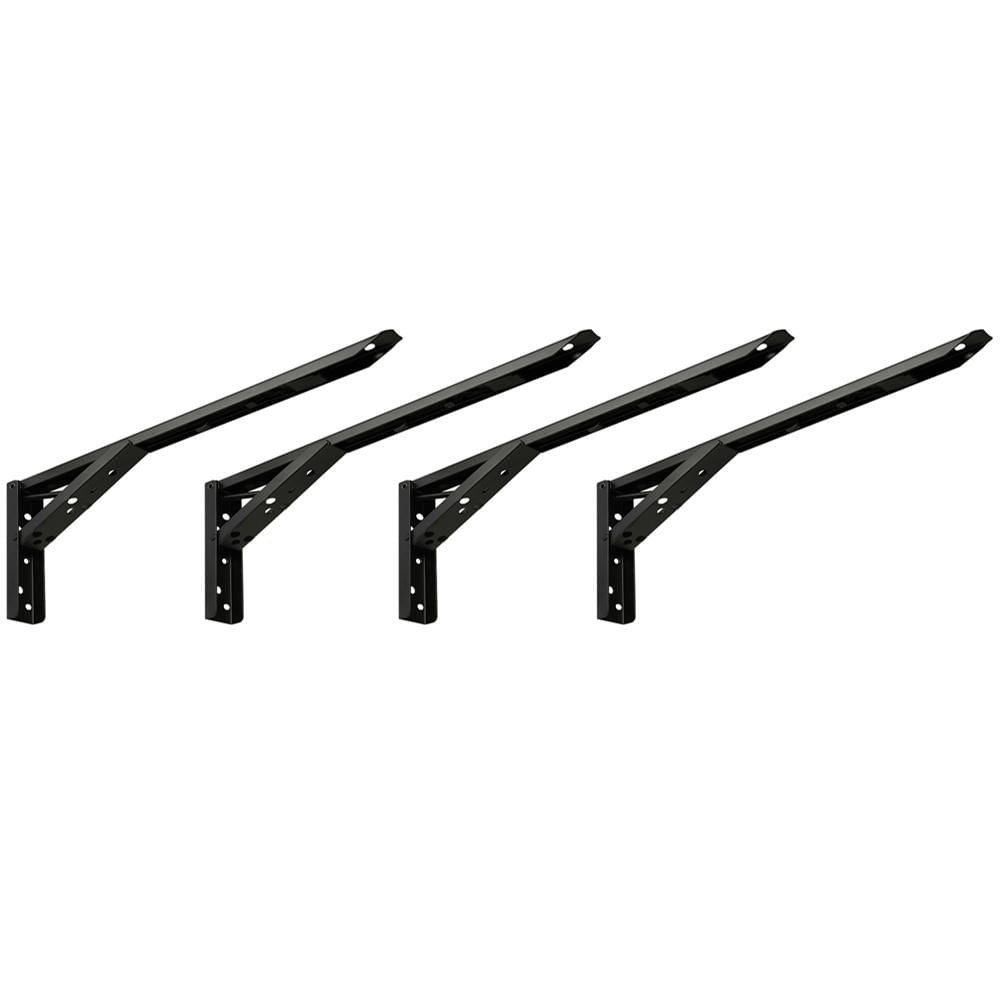 Kit 02 Pares Suporte Para Mesa Dobrável Retrátil 30 cm H02 Mão Francesa Preto - Lyam