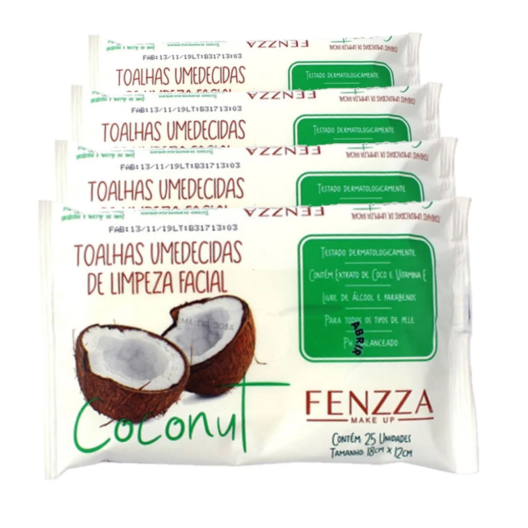 Toalhas Umedecidas de Limpeza Facial Coconut – Fenzza